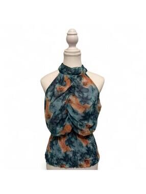 Annabelle blue/orange floral top